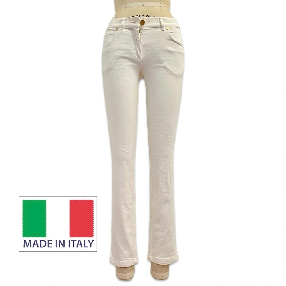 Made in Italy Y2K white ankle jeans gold hardware Michael Kors size 0 collection - Picture 13 of 14